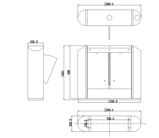 Flap Barrier Access Control System Dimensions
